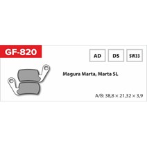 brzdové doštičky GF 820 AD MTB MAGURA (bez pružinky, pierka, závlačky)