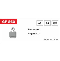 brzdové doštičky GF 860 AD MTB MAGURA (bez pružinky, pierka, závlačky)