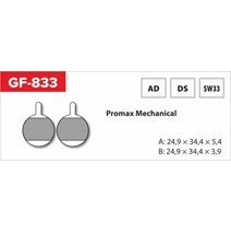 Brzdové doštičky GF 833 SW MTB PROMAX (No Spring, Spring, Pepper)