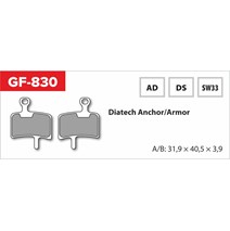 brzdové doštičky GF 830 AD MTB DIATECH (bez pružinky, pierka, závlačky)