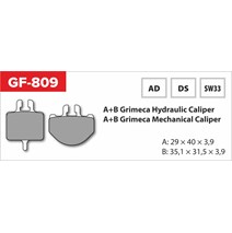 brzdové doštičky GF 809 AD MTB GRIMECA (bez pružinky, pierka, závlačky)