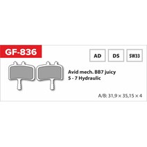 Brzdové doštičky GF 836 DS MTB AVID (s pružinou)