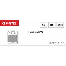 Brzdové doštičky GF 842 AD MTB HOPE (bez pružiny, perie, rozbočovačov)