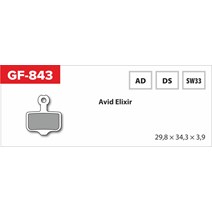 Brzdové doštičky GF 843 AD MTB AVID (bez ozubení, perie, rozteč)