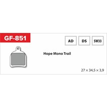 brzdové doštičky GF 851 AD MTB HOPE (bez pružiny, pierka, závlačky)