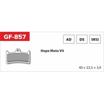brzdové doštičky GF 857 AD MTB HOPE (bez pružiny, pierka, závlačky)